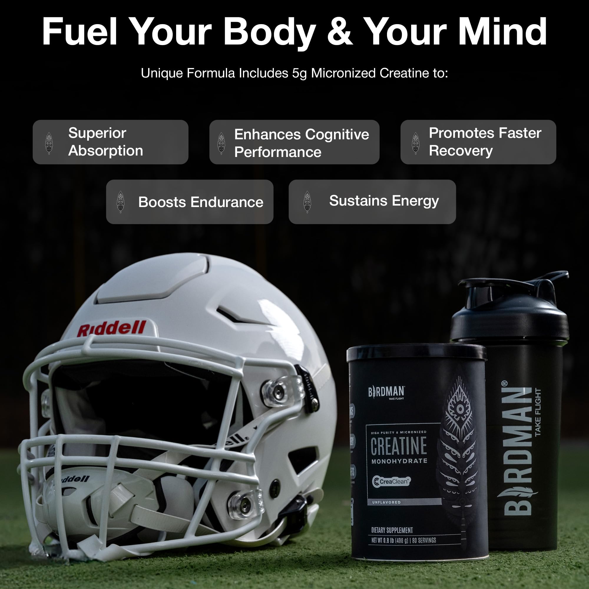 Birdman 80 servings bottle emphasizes long-term training support.