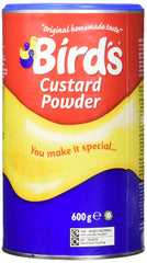 Bird's vanilla custard powder 600g pack front view with easy-open lid