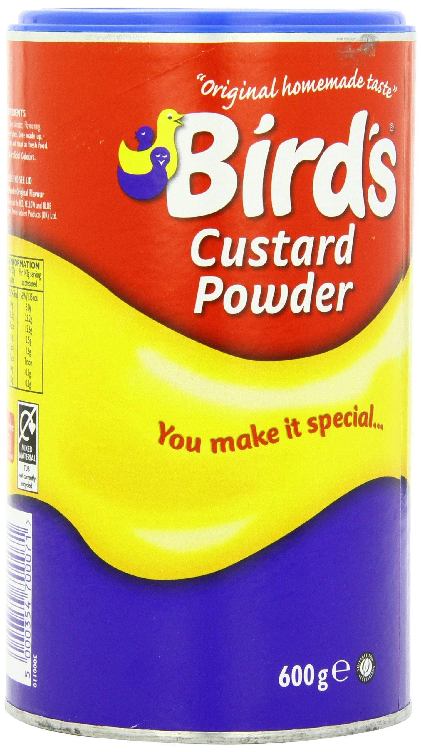 Bird's vanilla custard powder easy-open pack on kitchen counter for quick use