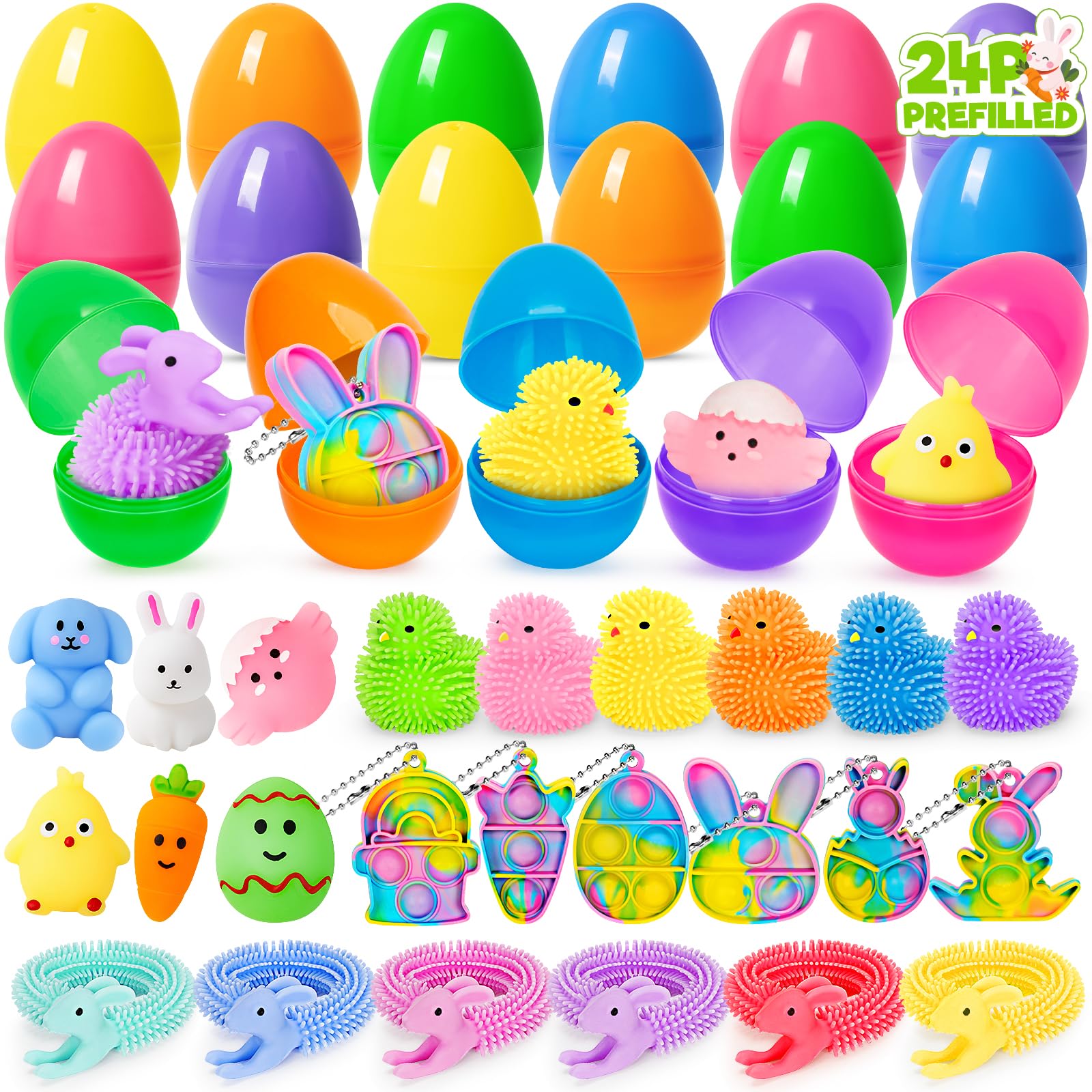 Birebebys 24-pack prefilled Easter eggs for easy hunts and party gifts.