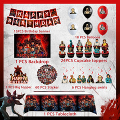 Birthday Party Decorations Kit table setup shows cohesive theme and festive ambiance.