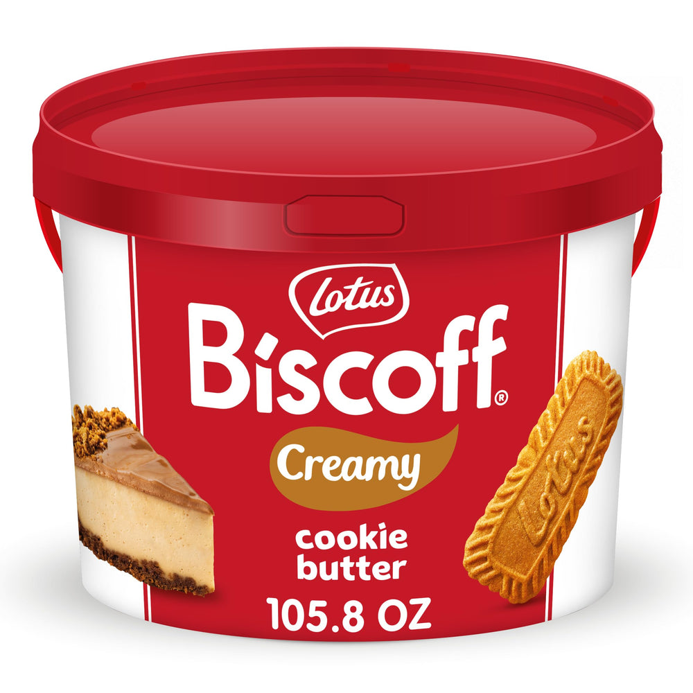 Biscoff Cookie Butter in a jar with smooth texture for spreading.