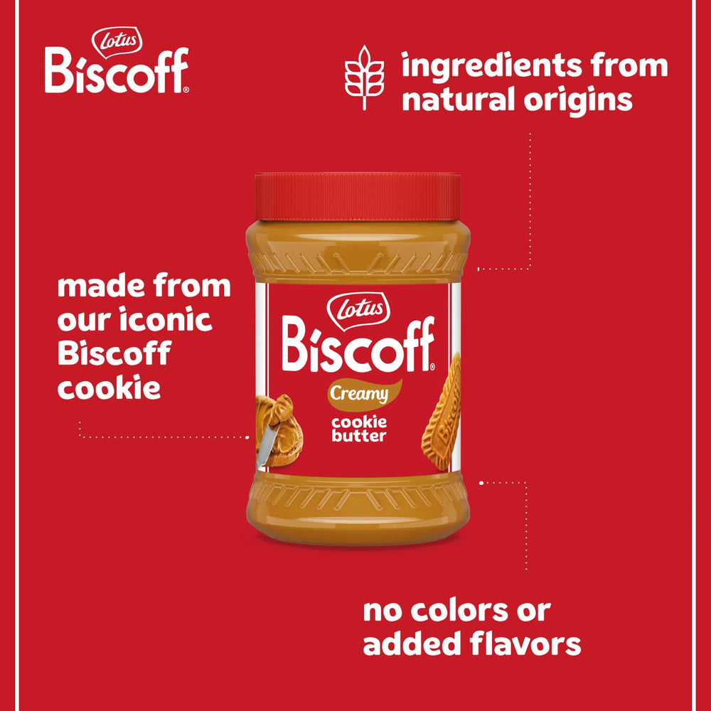 Biscoff Cookie Butter spread on pancakes, sweet topping.