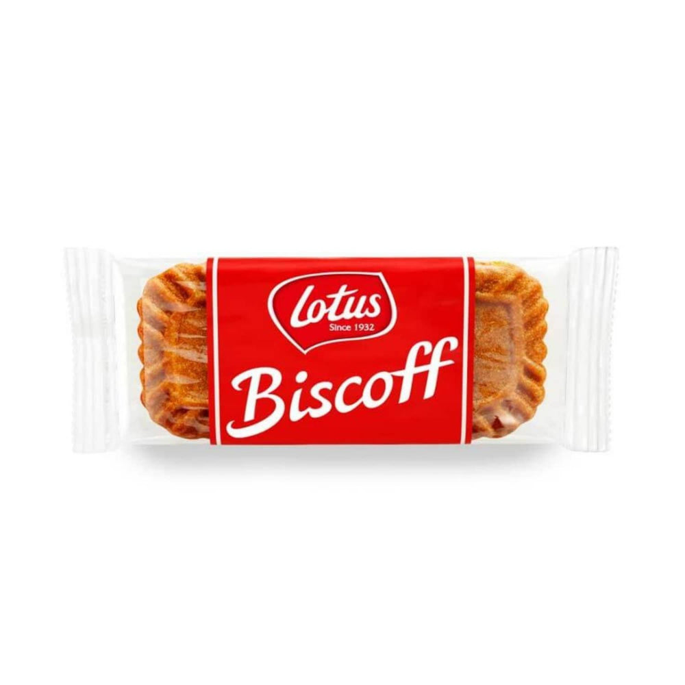 Plate with coffee pairing suggests enjoying Biscoff with a warm drink at home.