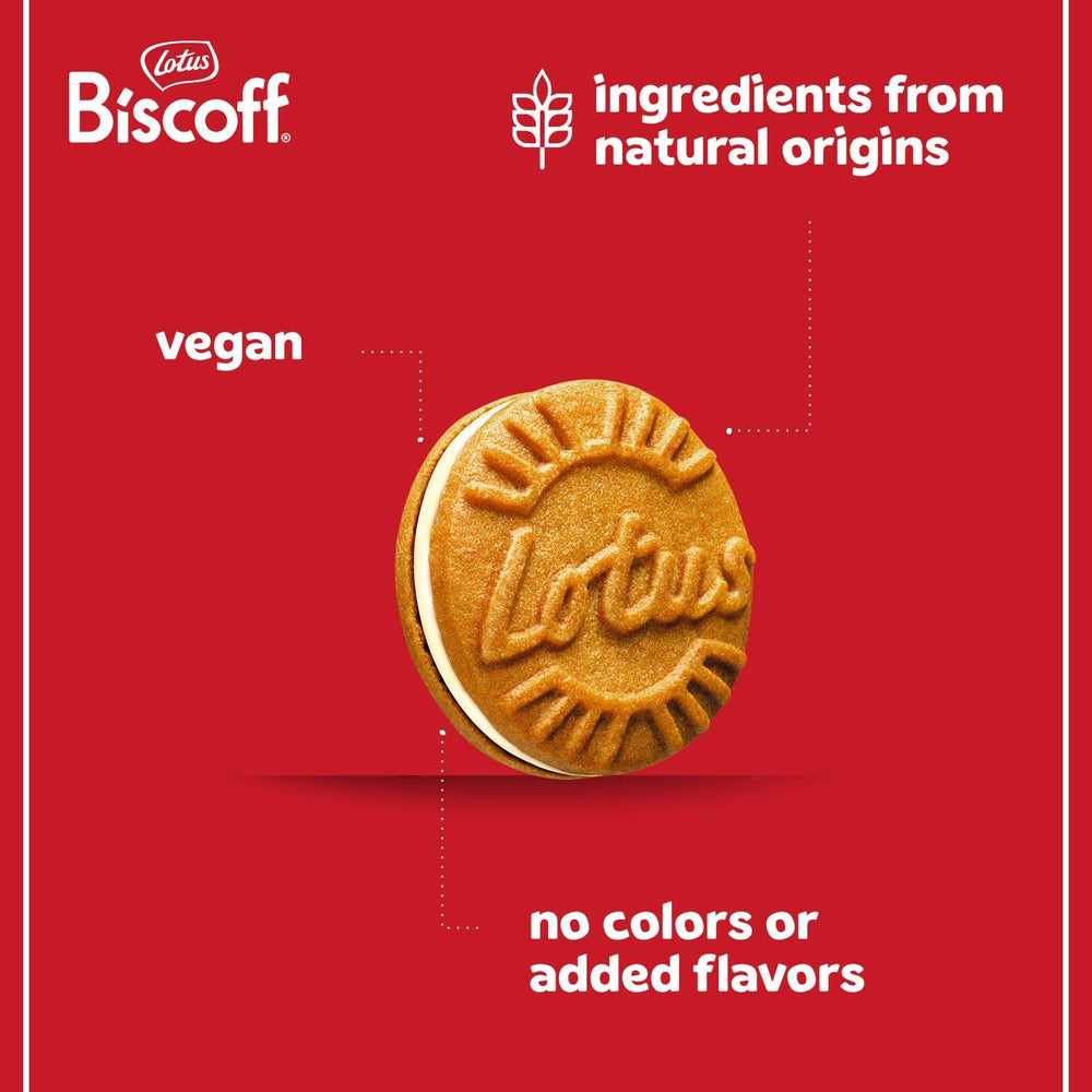Biscoff Lotus Vanilla Sandwich Cookies 9-pack – ideal for coffee breaks.