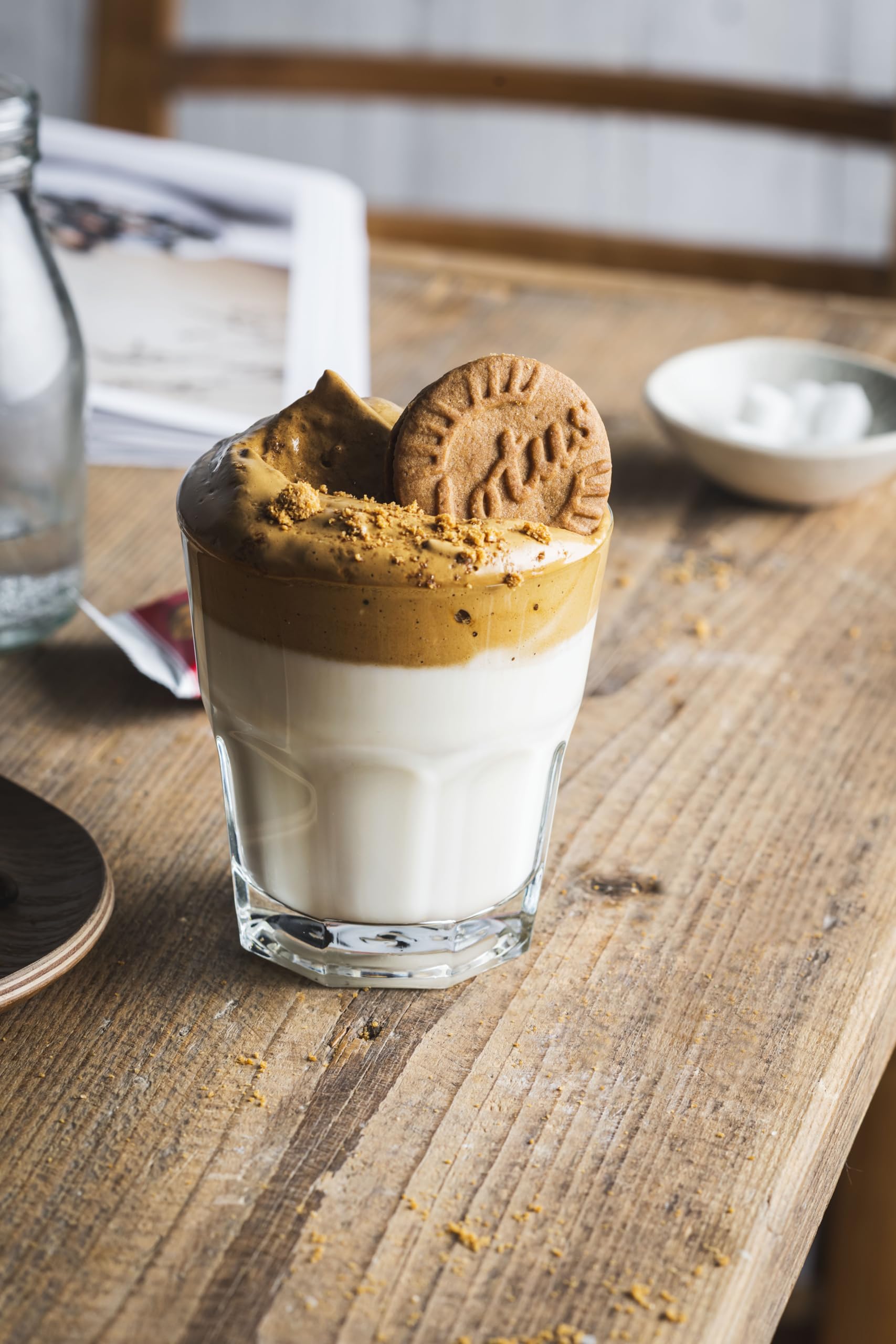 Biscoff vanilla sandwich cookies on table, perfect for cozy breaks with tea
