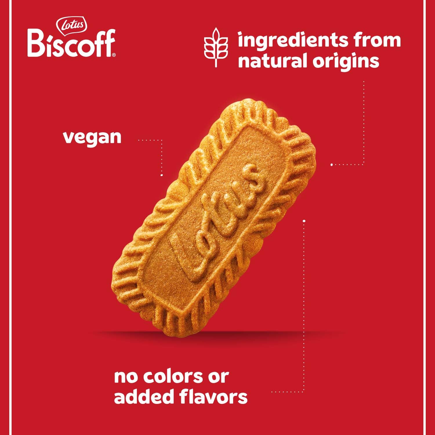 Biscoff ingredients label highlighting vegan, non-GMO ingredients.