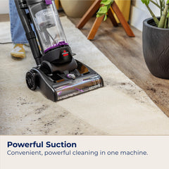 Bissell CleanView Compact Turbo demonstrates scatter-free technology on hard floors.