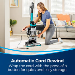 Bissell CleanView Scatter-Free design minimizes debris scattering on hard floors.