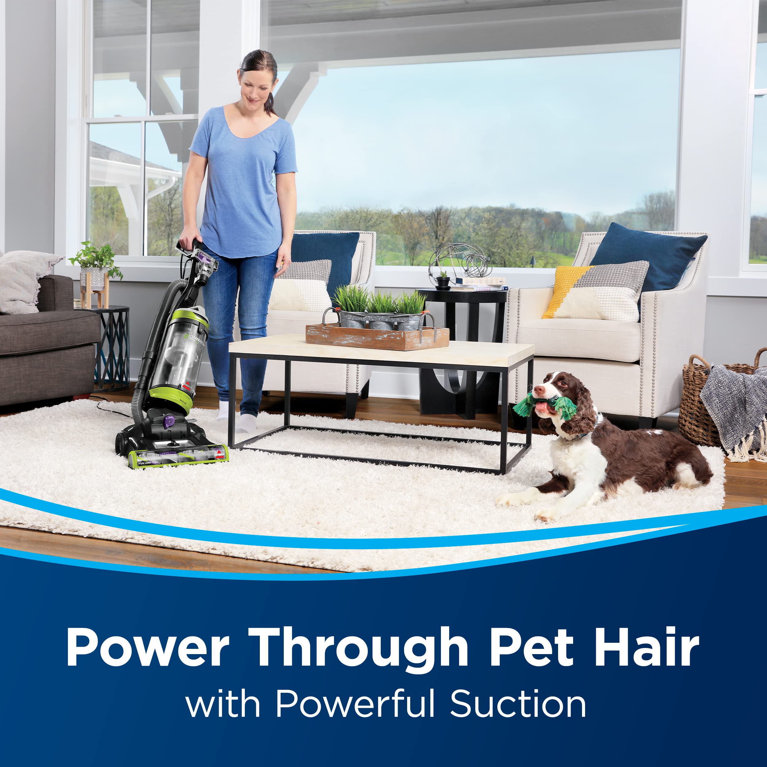 Bissell CleanView Swivel edge-to-edge cleaning around furniture and corners.