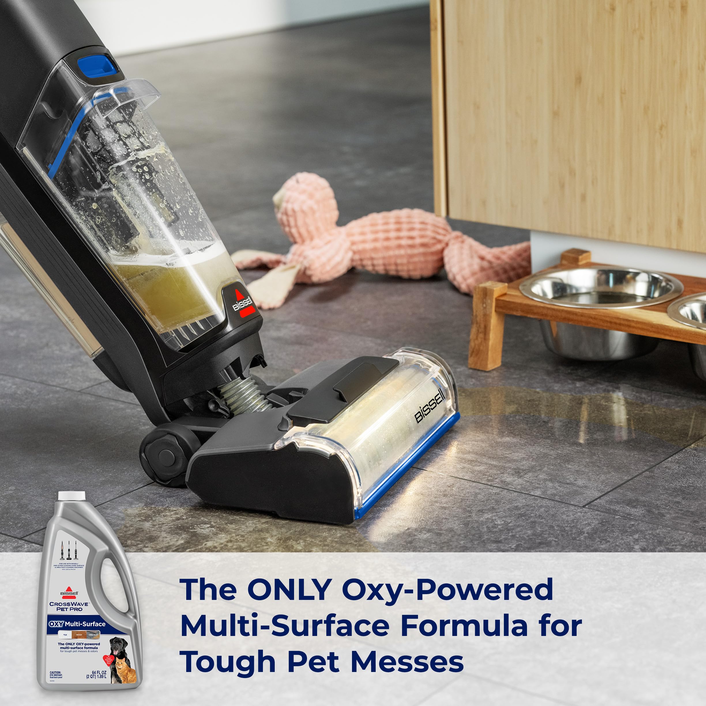 Bissell CrossWave PET PRO OXY applying to grout to remove grime