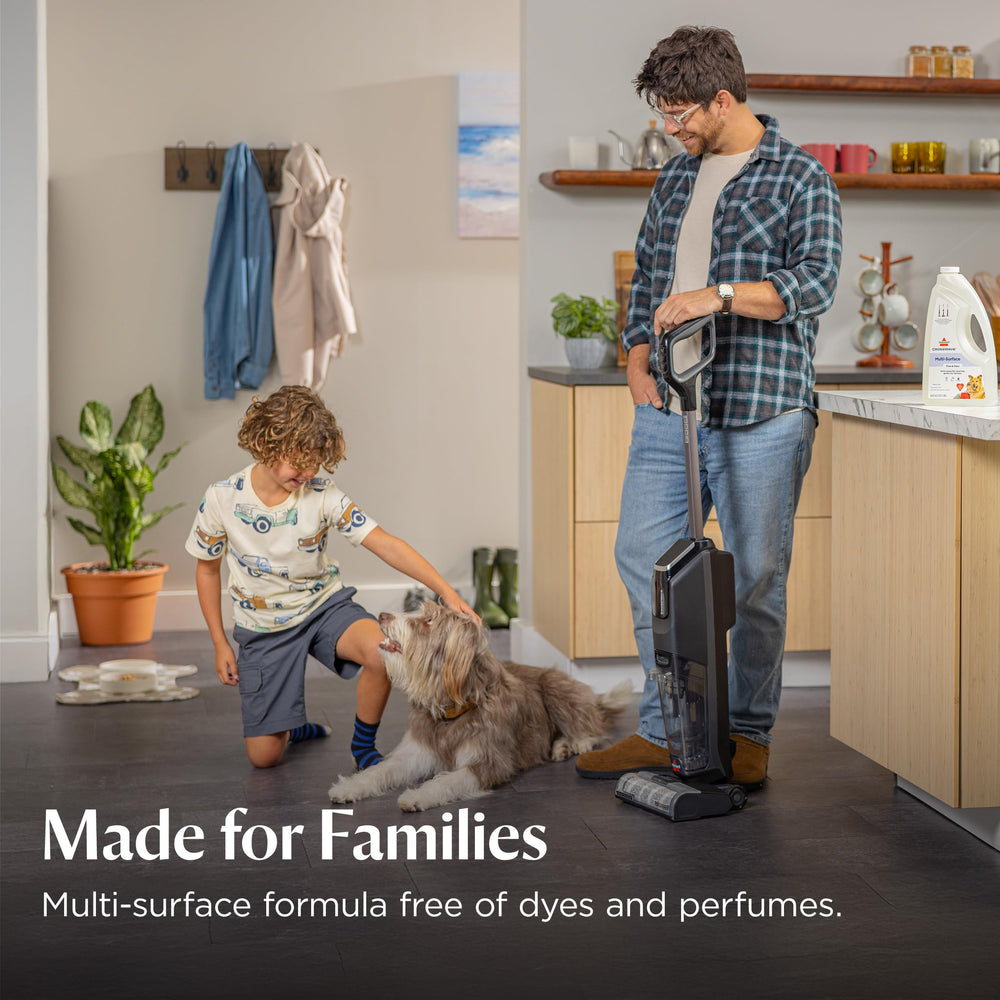 Bissell Earth-friendly formula with biodegradable detergents supports eco-friendly cleaning.