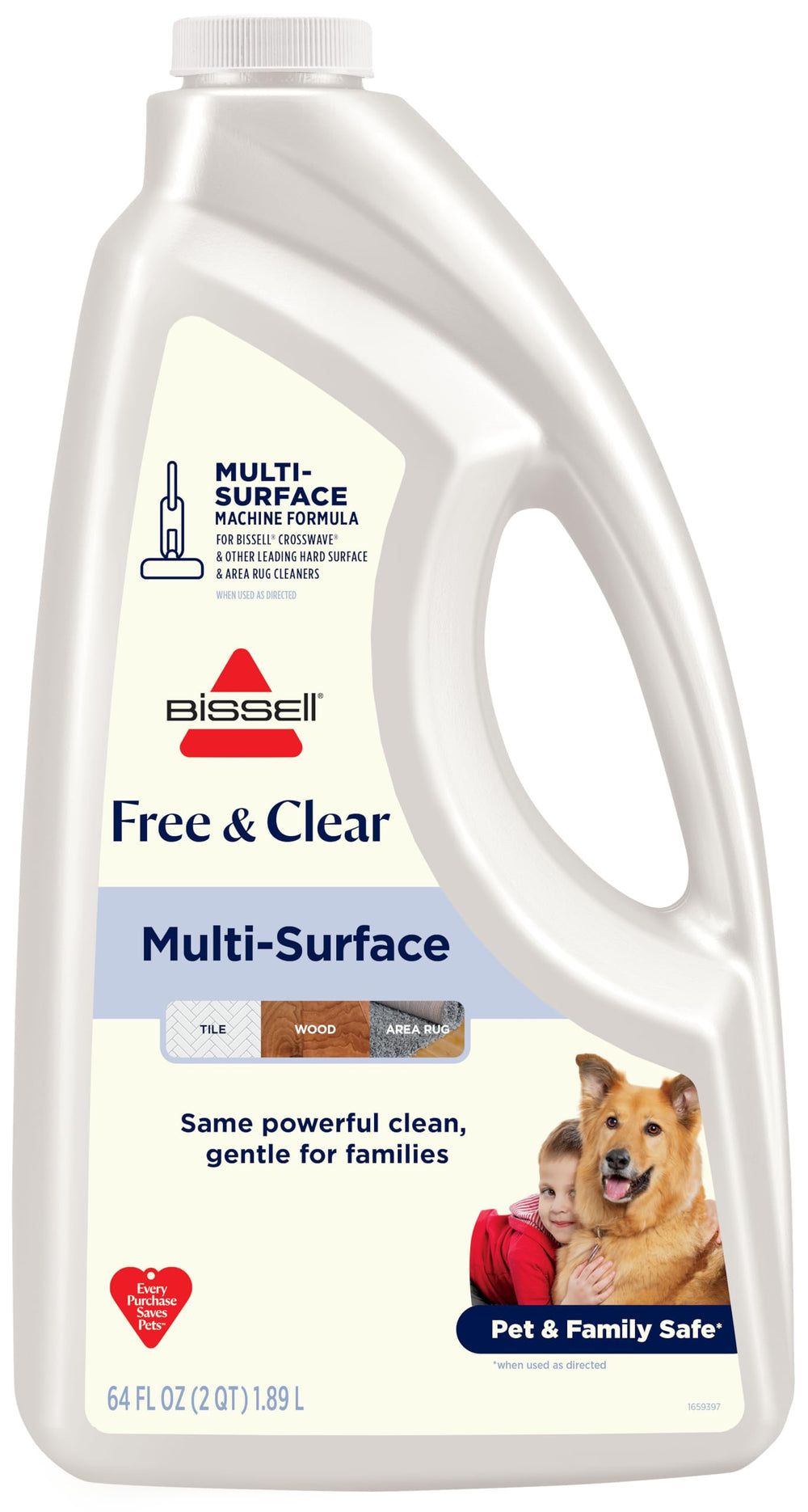 Bissell Multi-Surface Free & Clear bottle pour for easy refills and strong cleaning.