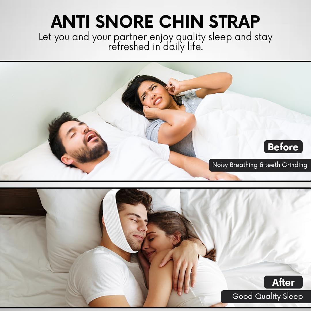 Close-fitting Bistras chin strap with non-slip design for secure wear through the night.