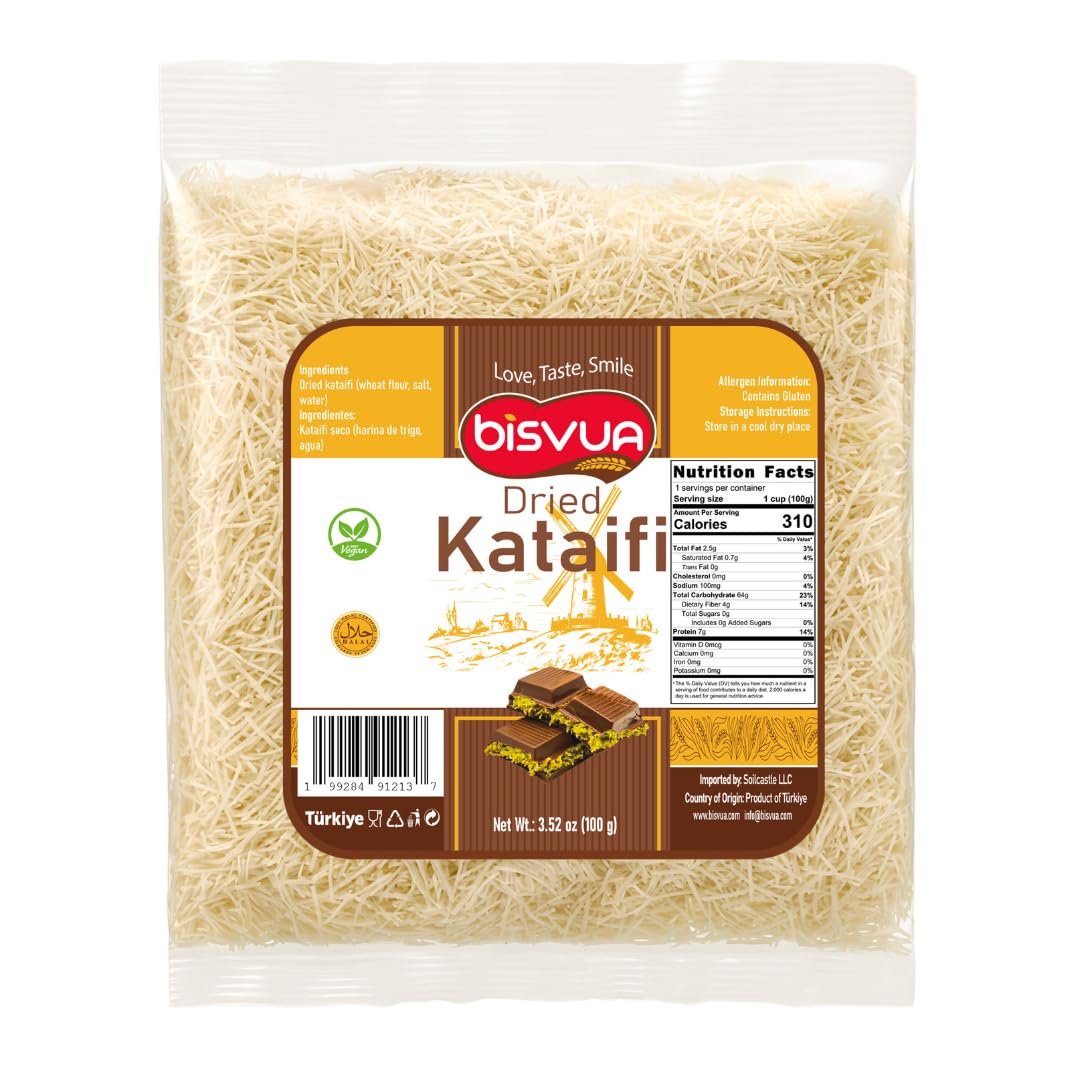 Bisvua kataifi dried dough 100g pack ideal for baklava and kanafeh.