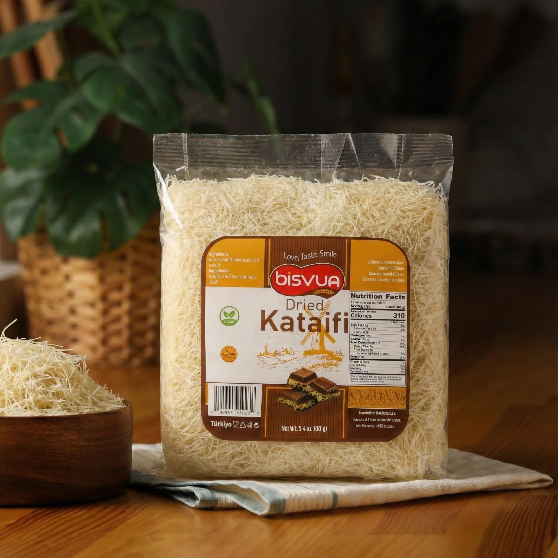 Bisvua toasted kataifi crisp for mochi treats.