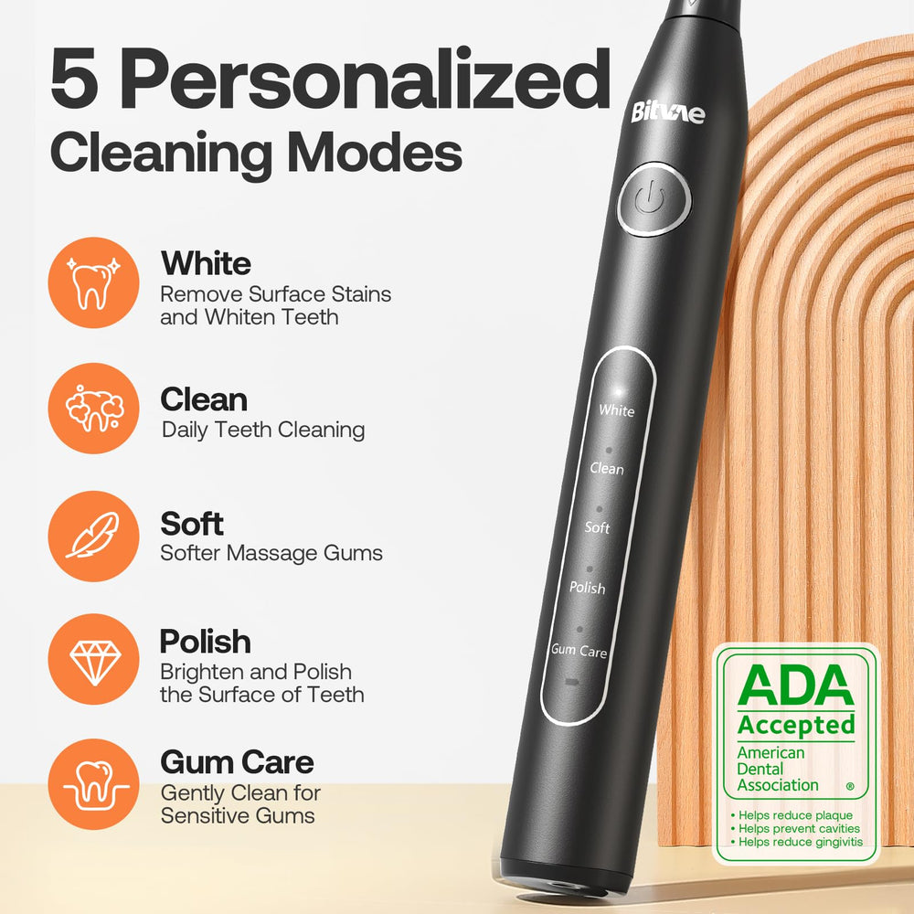Bitvae electric toothbrush in use with high-stroke cleaning.