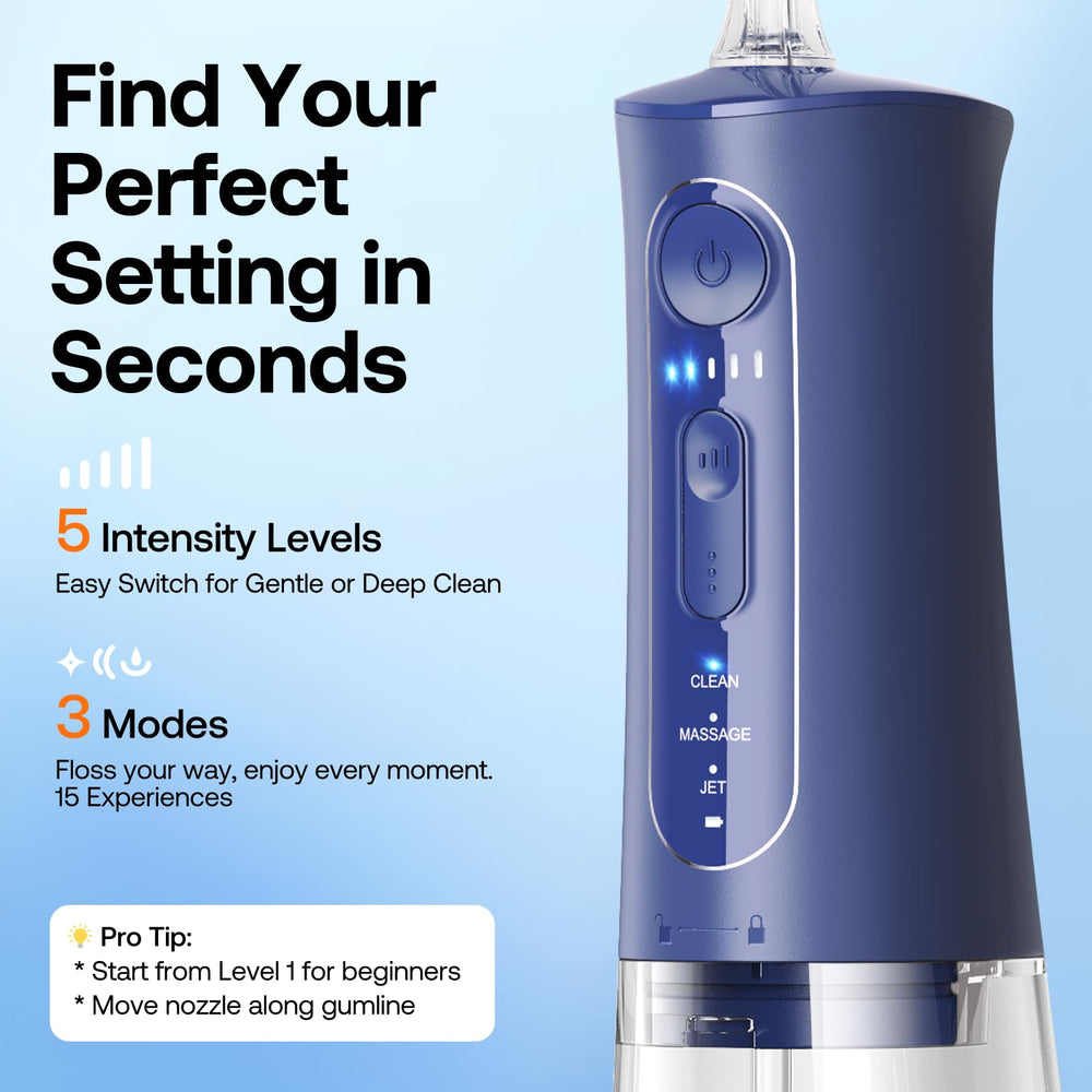 Bitvae cordless flosser shows travel-friendly setup with 40-day battery life.
