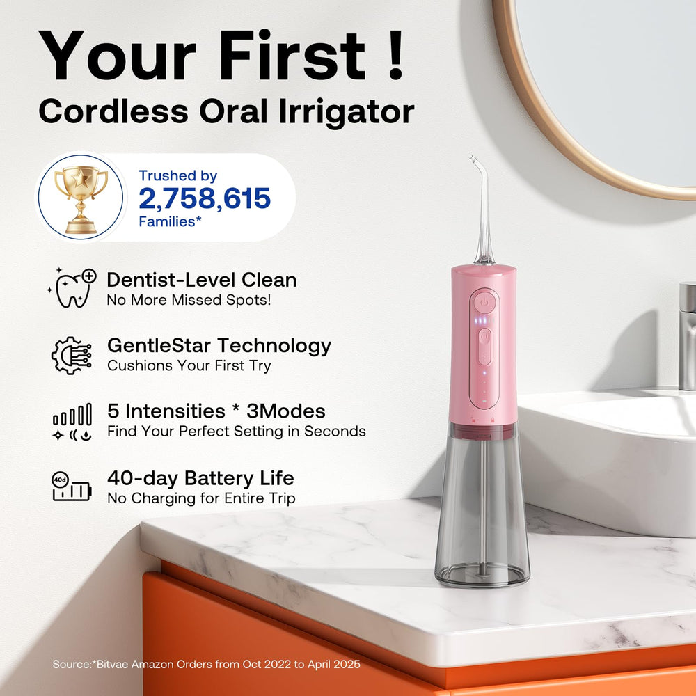 Bitvae Water Flosser with clear battery life indicator for travel convenience.