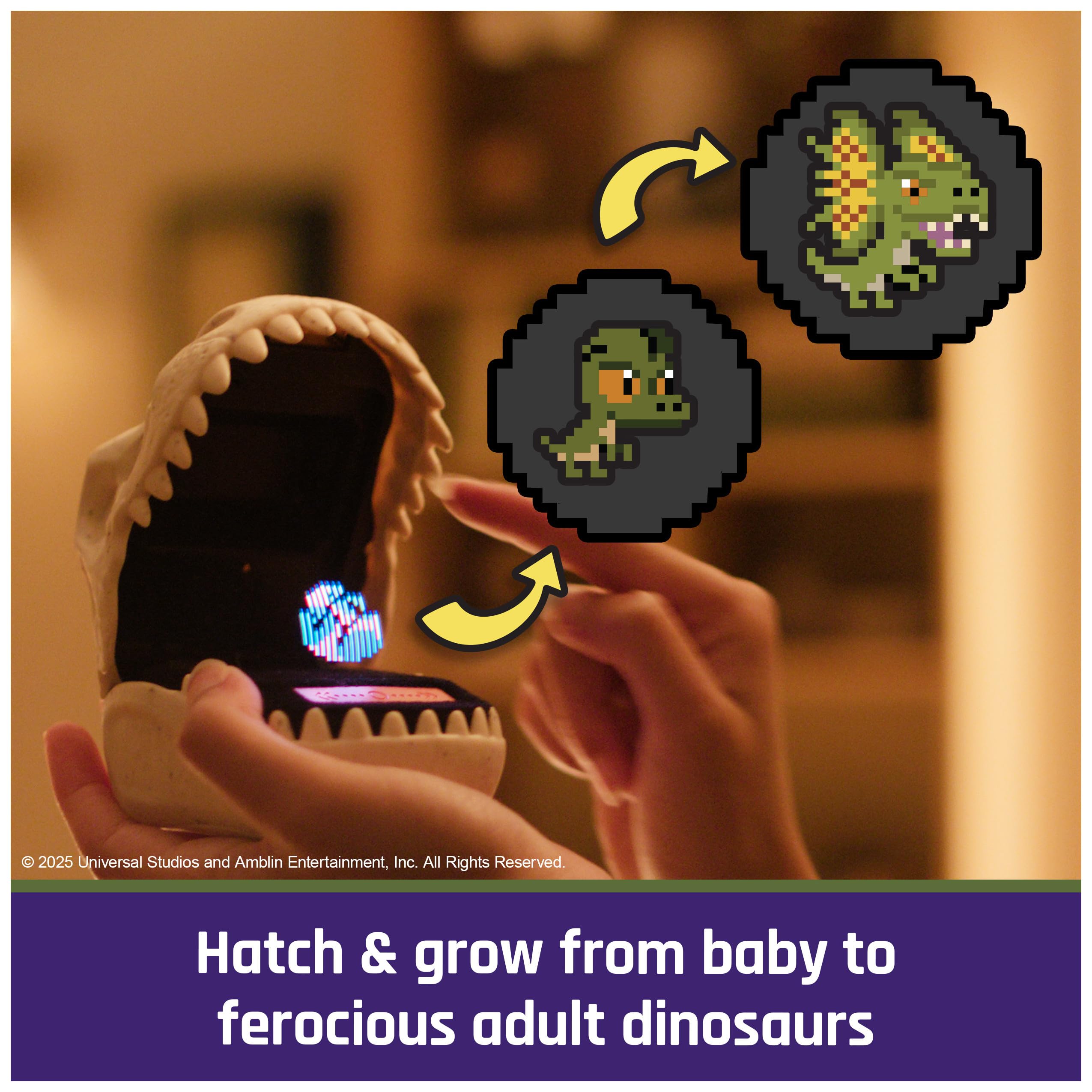 BITZEE hatch dinosaurs moment shows baby-to-adult growth through nurturing play.