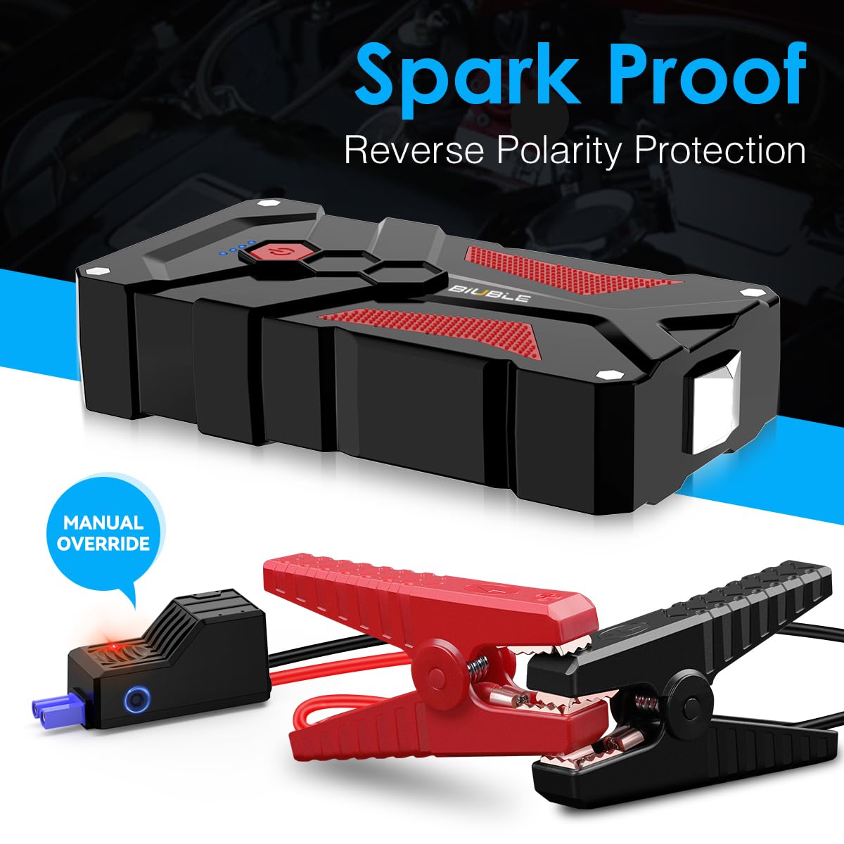 BIUBLE compact jump starter with included accessories