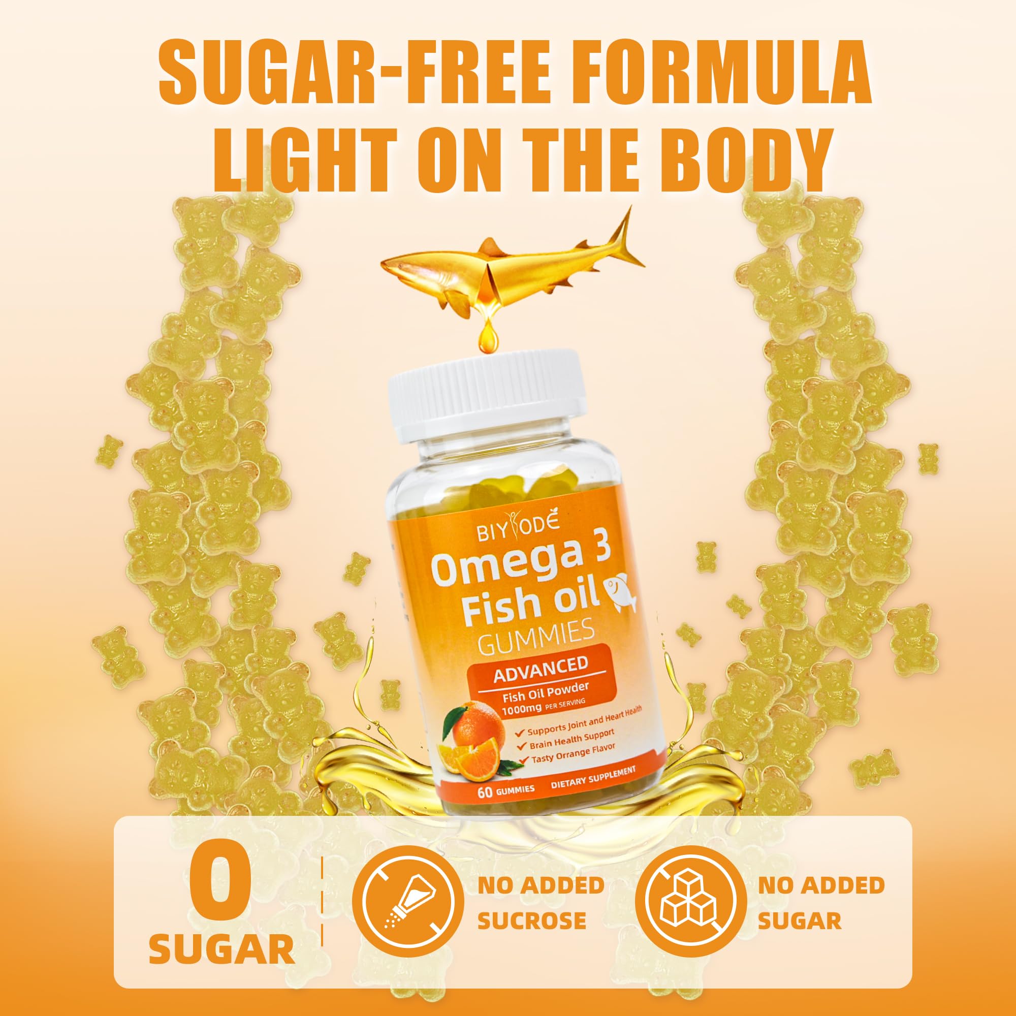 BIYODE Omega-3 gummies skin softness and hydration theme.