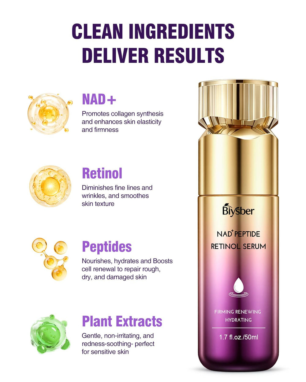 Hands applying BIYSBER NAD+ serum for even facial distribution