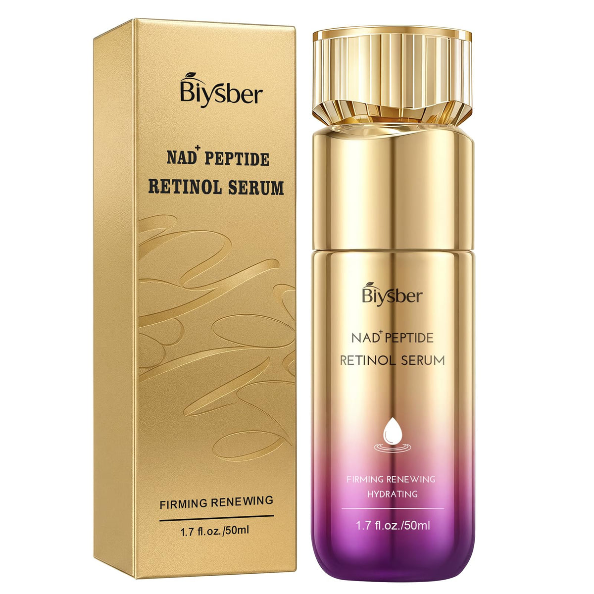 BIYSBER NAD+ serum bottle shows compact packaging for daily hydration and a smoother look
