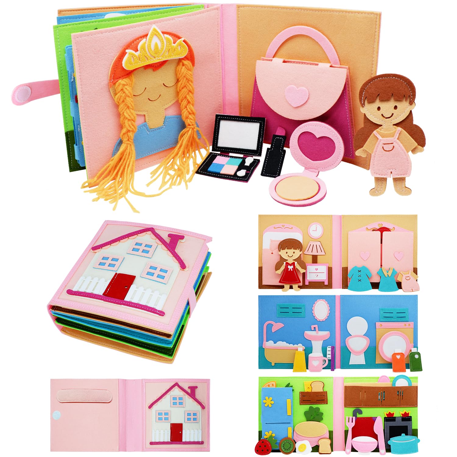BizyKoady Montessori busy book cover with soft felt pages for tactile learning.