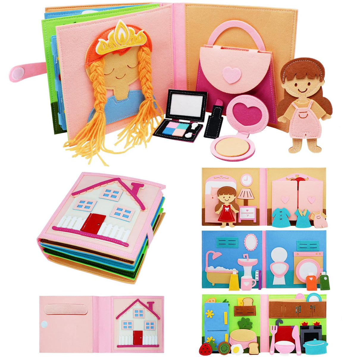 BizyKoady Montessori busy book cover with soft felt pages for tactile learning.