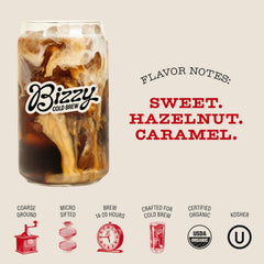 Bizzy cold brew in glass pitcher ready to enjoy