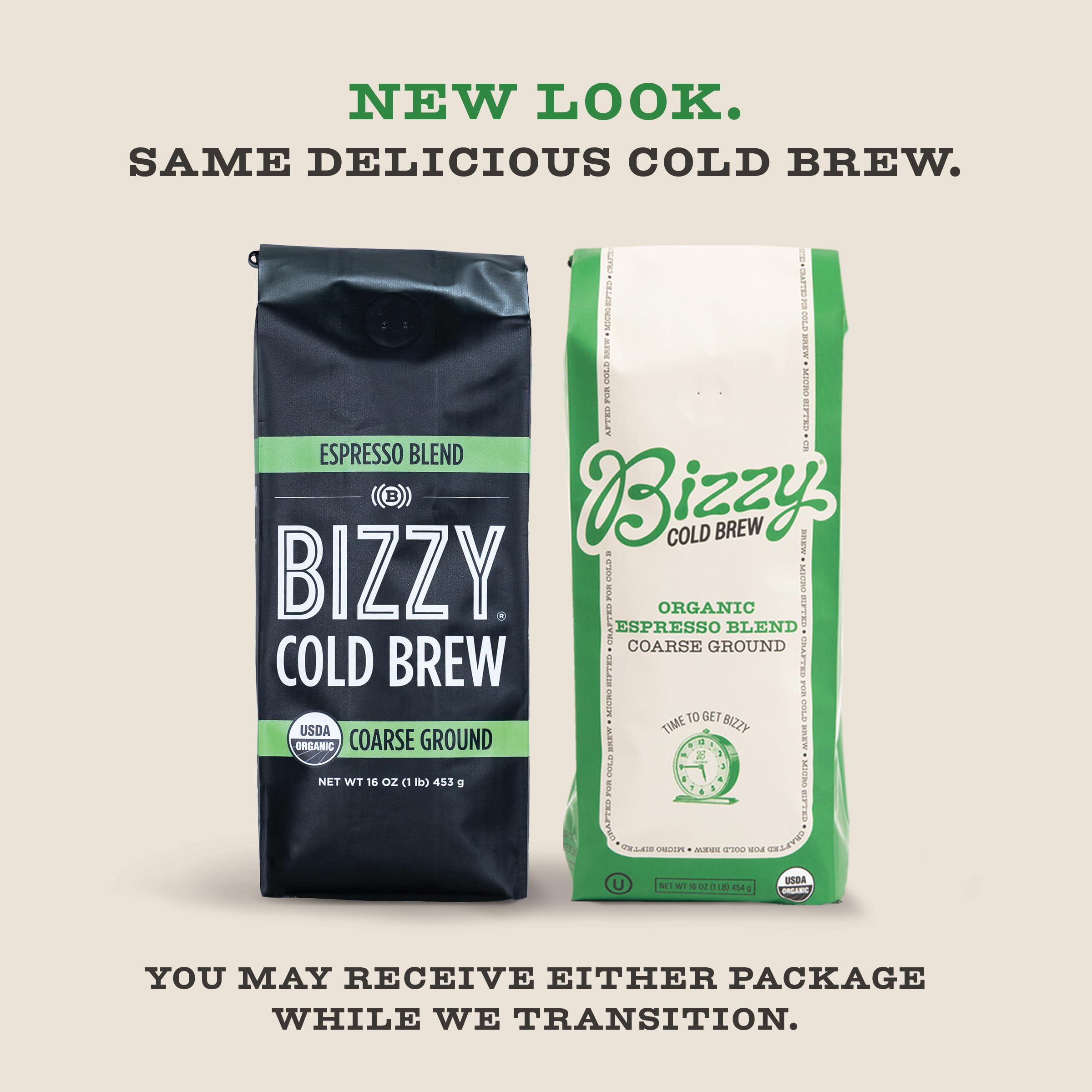 Close-up of Bizzy micro sifted coarse grind for smooth cold brew.