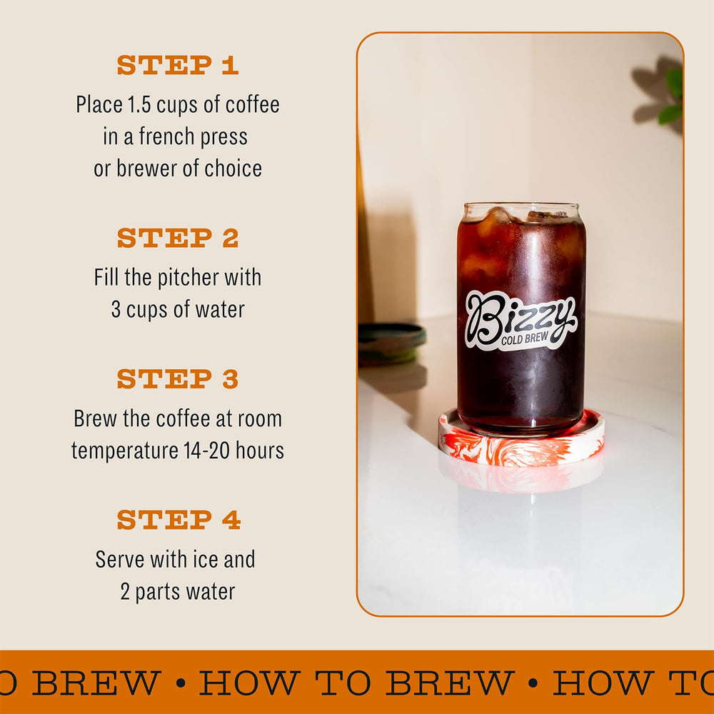 Morning cup with Bizzy Organic Cold Brew breakfast blend ready to start the day.