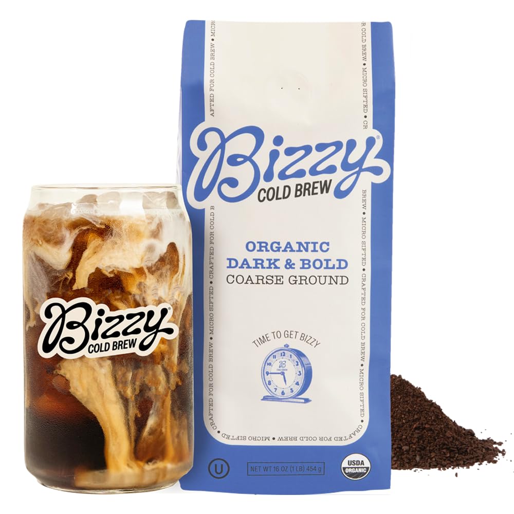 Bizzy Organic Cold Brew coarse-ground beans for smooth iced coffee