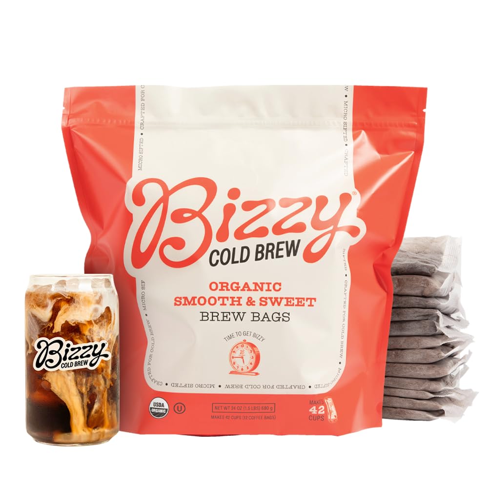 Bizzy Organic Cold Brew medium roast with caramel and hazelnut notes for a balanced cup