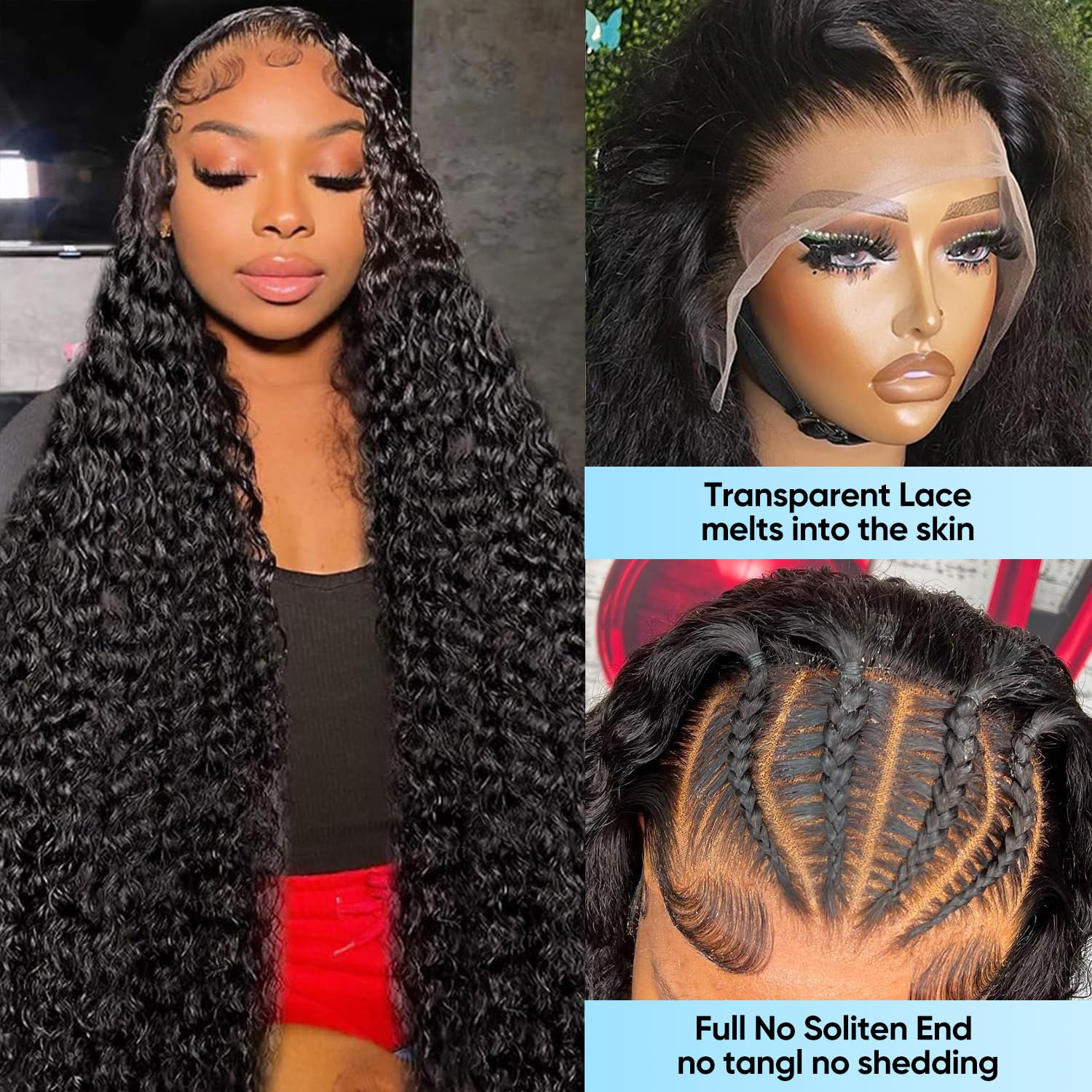 BJVT Brazilian virgin deep wave hair 200 density for full, lush volume.