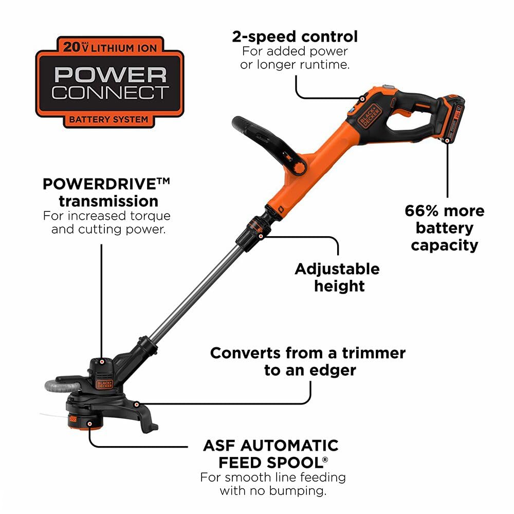 BLACK+DECKER LST522 wheeled edging creating straight lawn borders