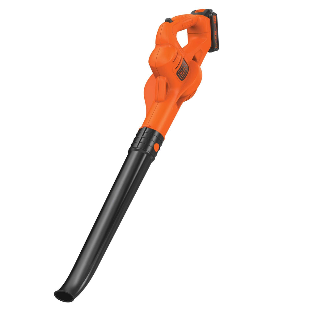 BLACK+DECKER battery-powered blower in action for tidying outdoor spaces.
