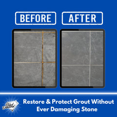Black Diamond Stoneworks label close-up highlighting acid-free formula for grout.