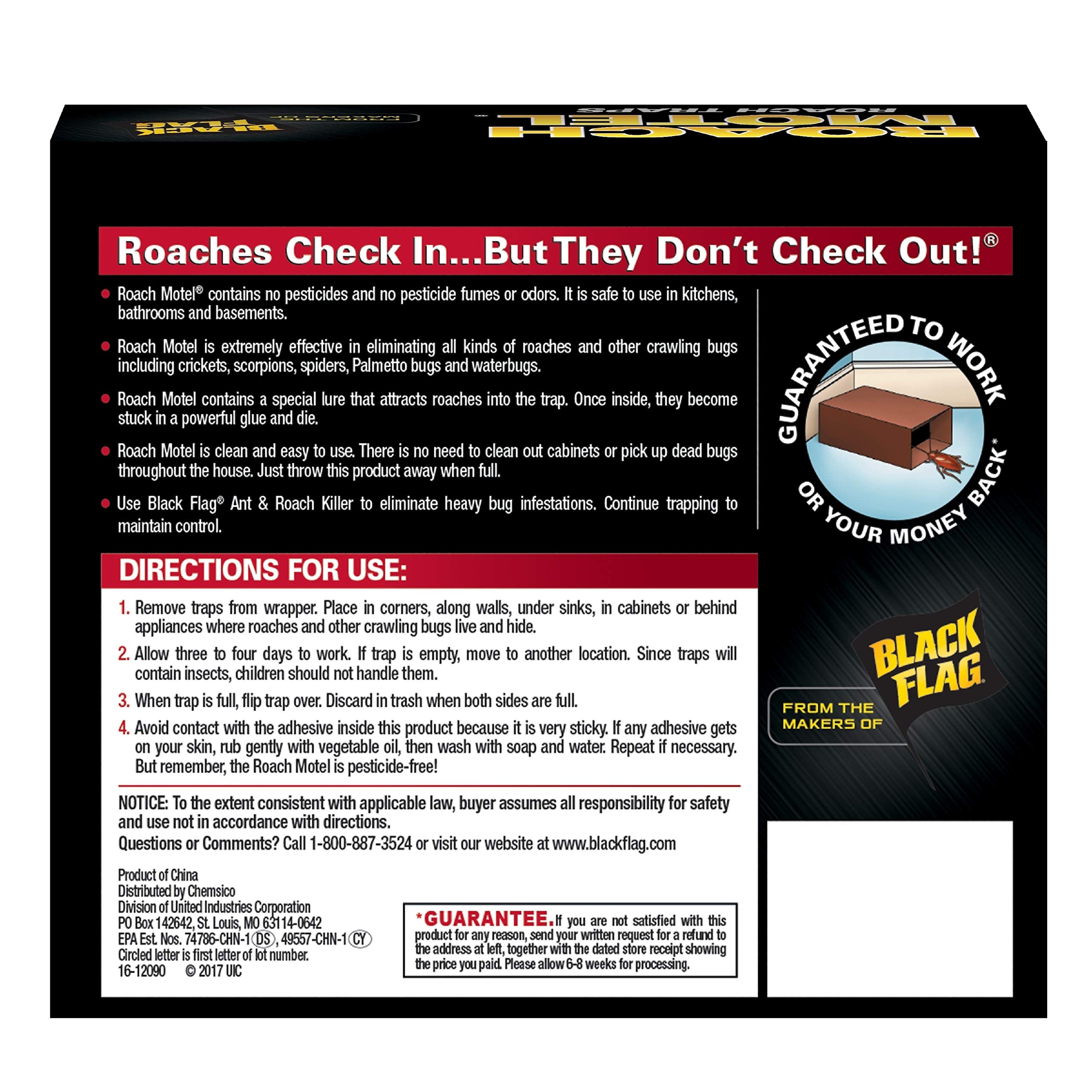Black Flag Roach Motel Traps glue close-up shows strong, mess-free trapping.