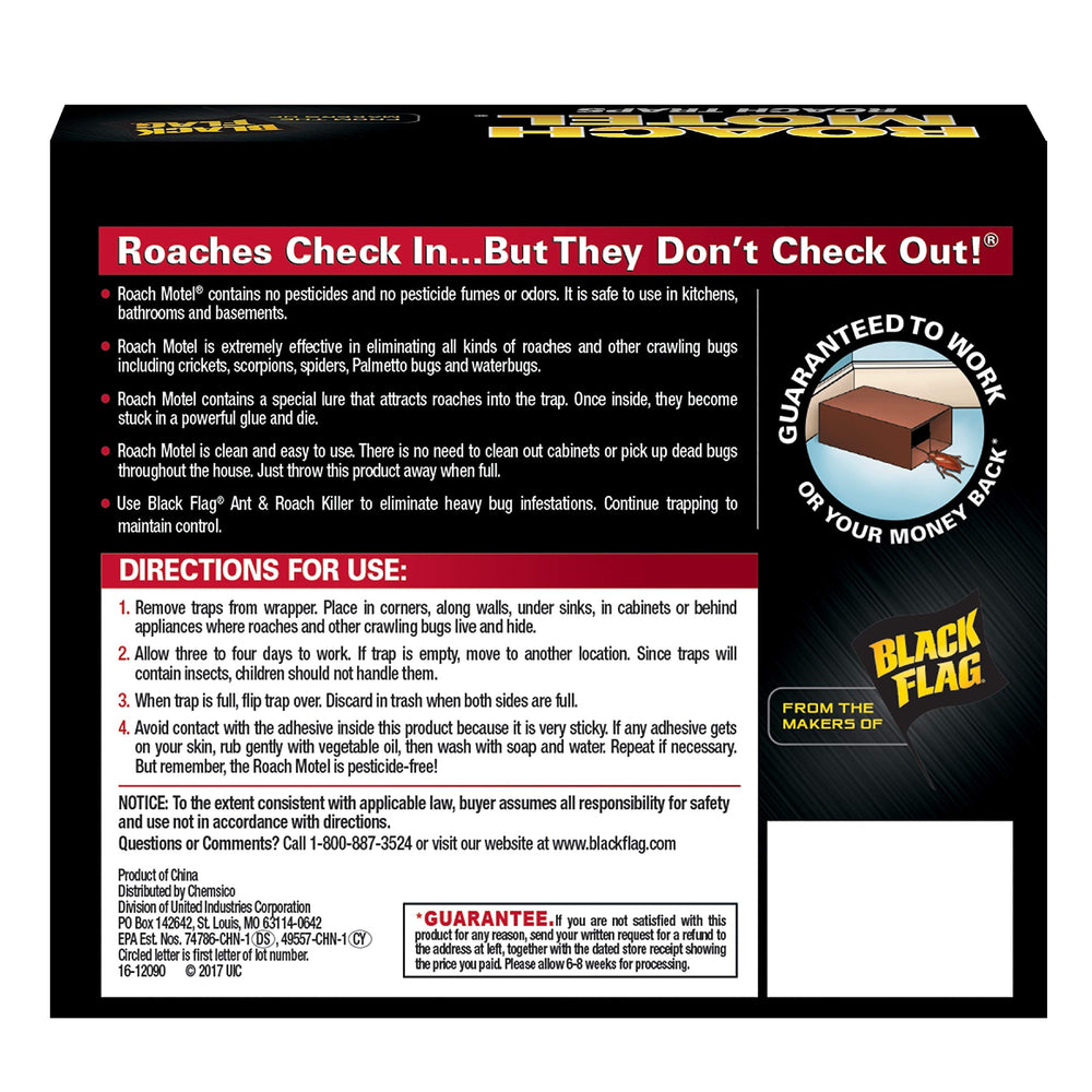 Black Flag Roach Motel Traps glue close-up shows strong, mess-free trapping.