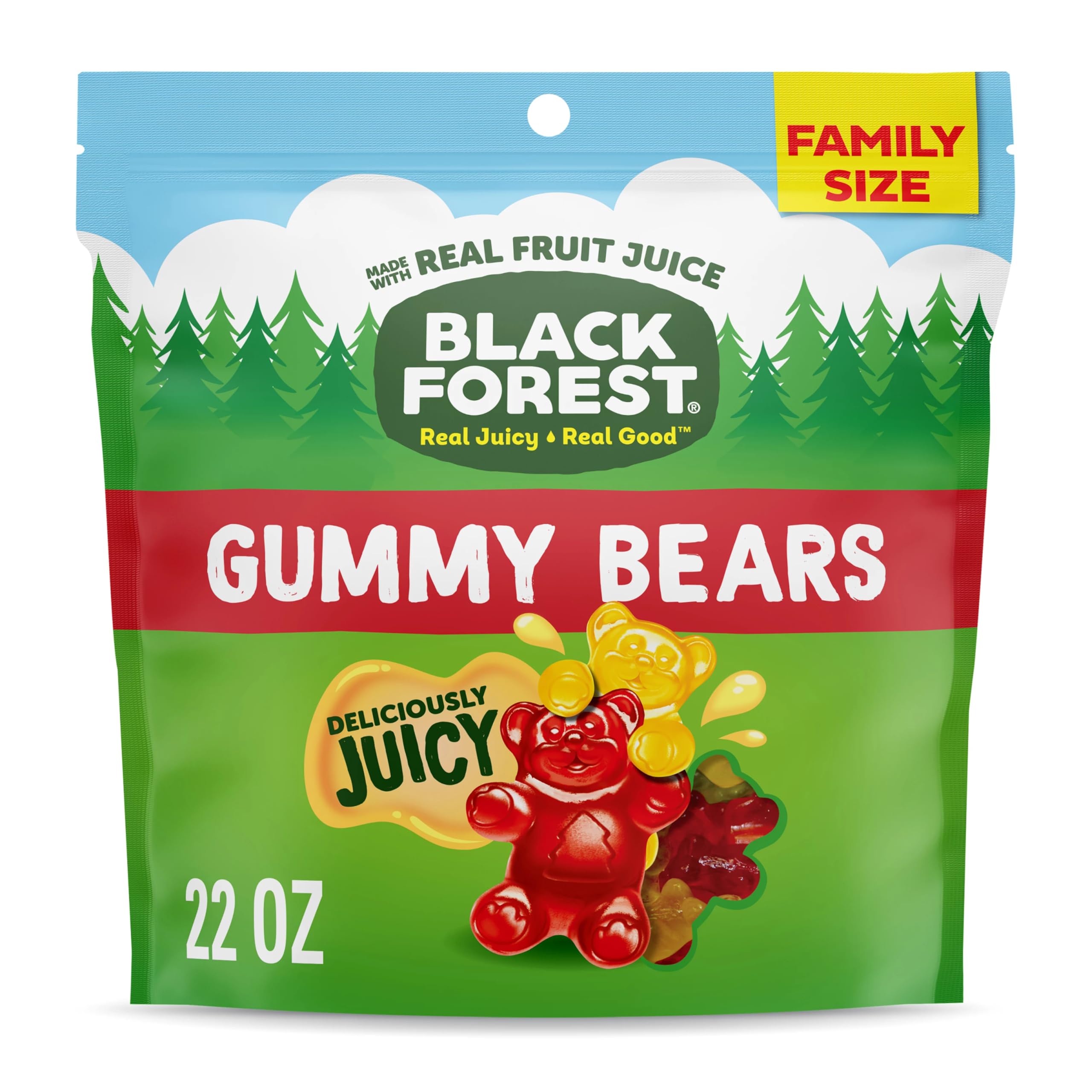 Black Forest Gummy Bears 22oz pack shown as a convenient, on-the-go snack.