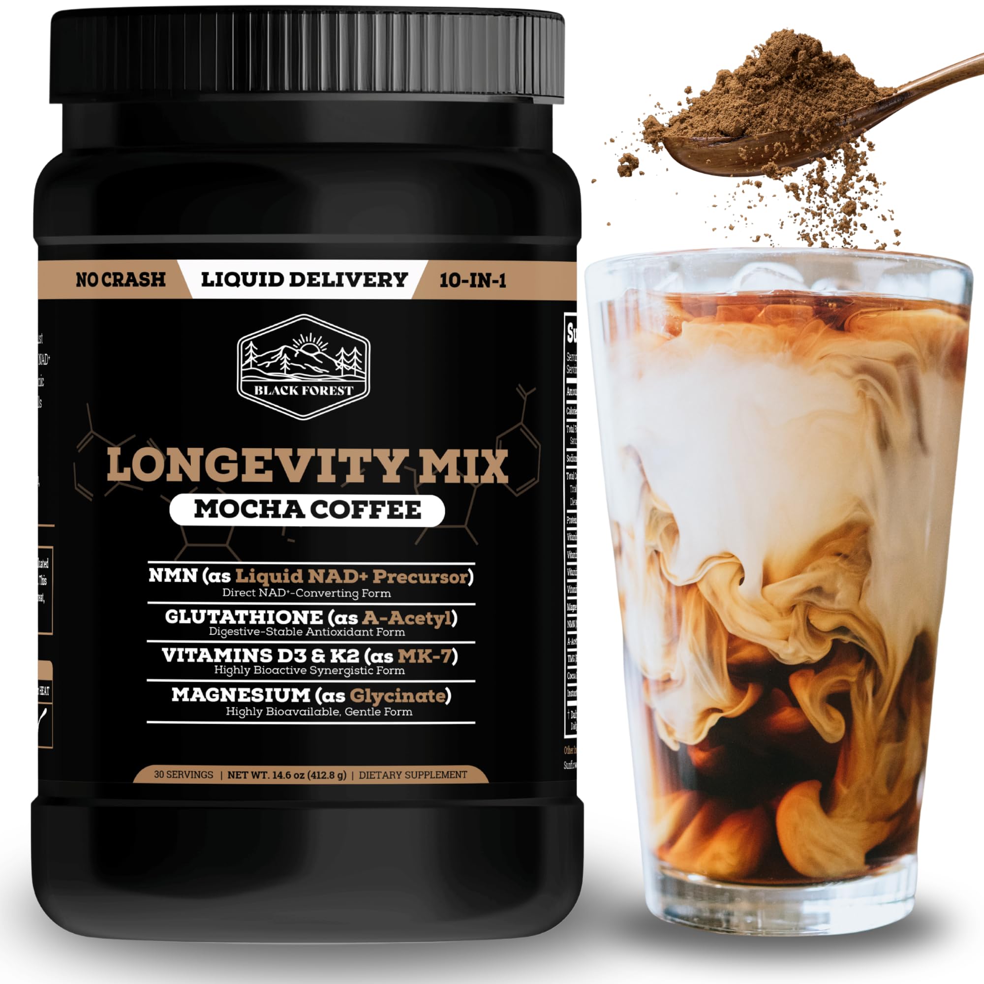 Black Forest Longevity Mix mocha coffee for daily energy and a rich flavor