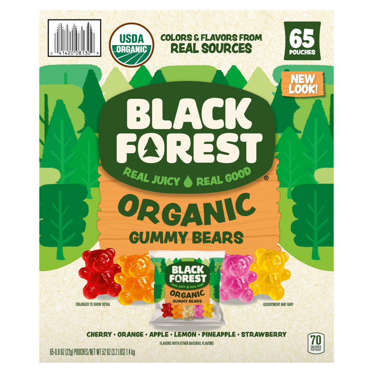 Black Forest Organic Gummy Bears cherry flavor, a juicy bite for on-the-go snacking.