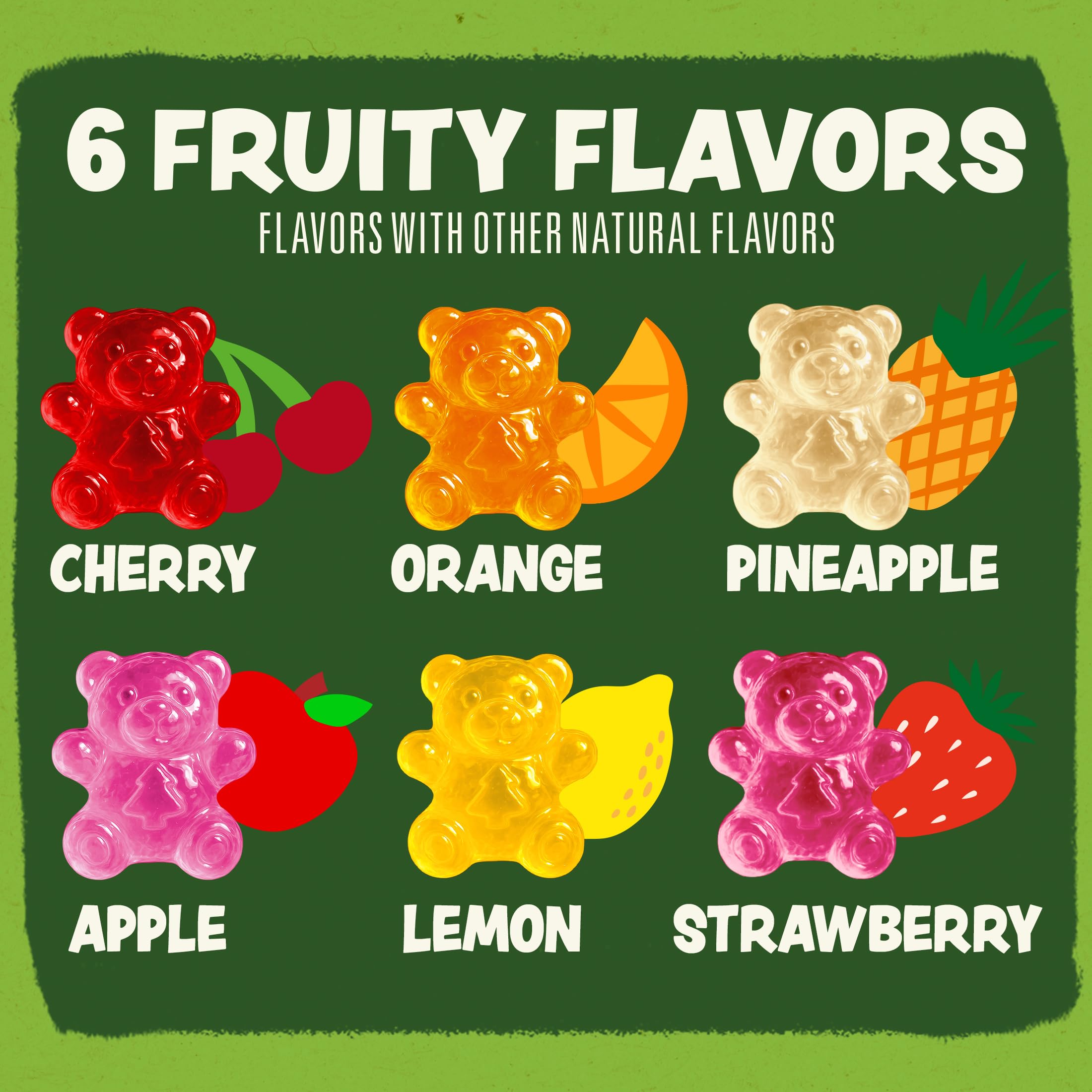 Black Forest Gummy Bears organic label with nutritional icons on packaging