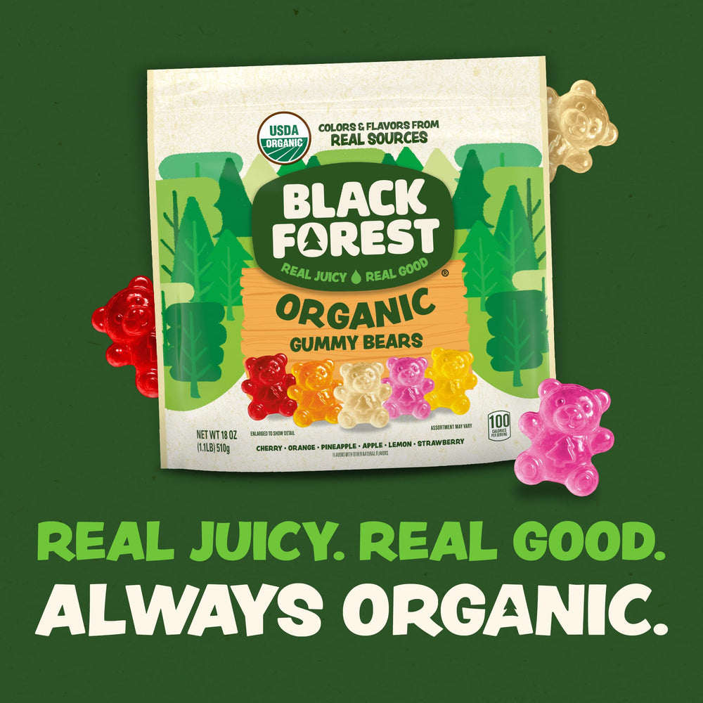 Black Forest Organic Gummy Bears in a snack-ready serving