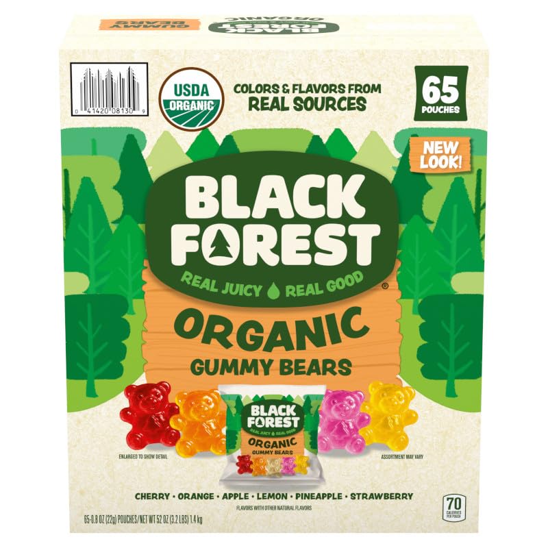 Black Forest Organic Gummy Bears pineapple flavor with tropical notes for lunchbox variety.