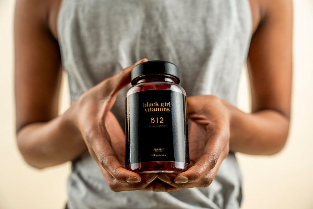 Black Girl Vitamins B12 Gummies ready to take as a daily ritual.