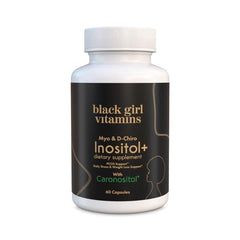 Black Girl Vitamins Inositol bottle with vegan capsules for daily balance.