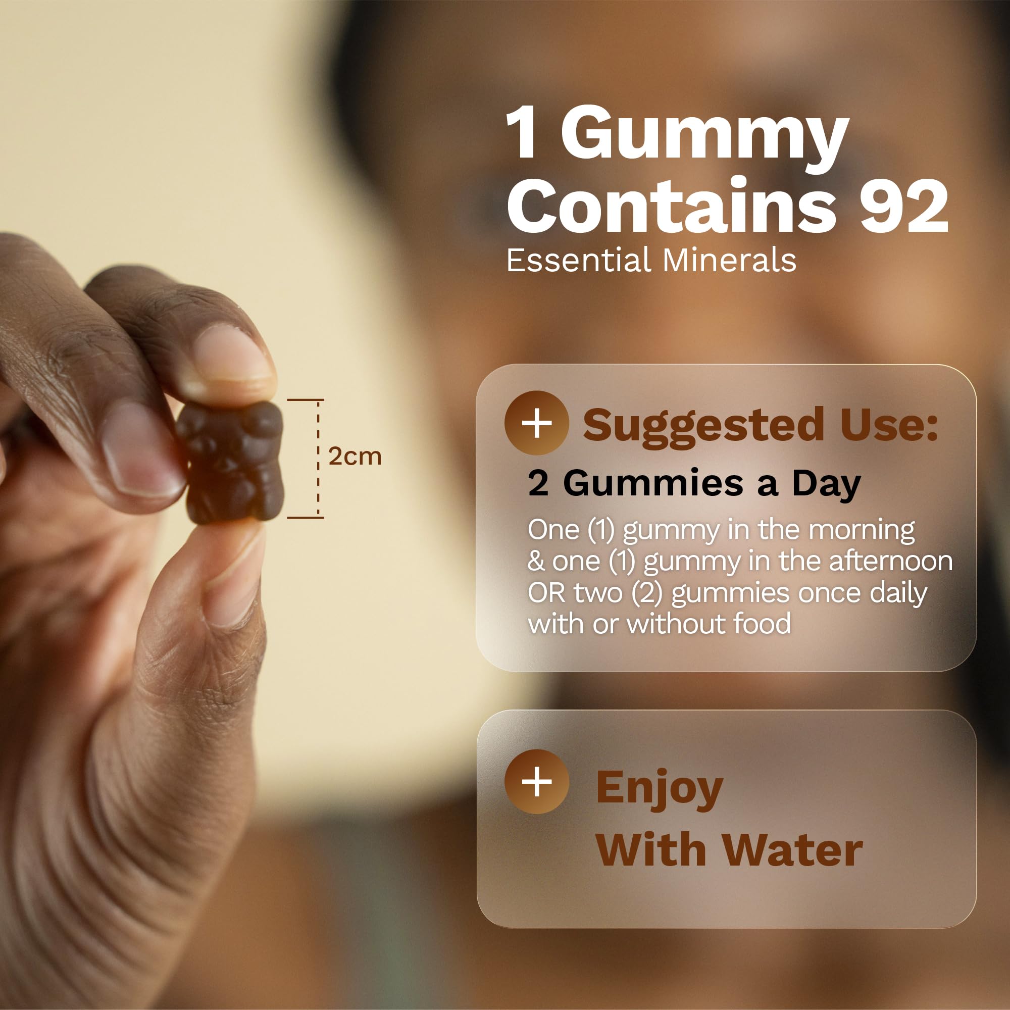 Black Girl Vitamins Irish Sea Moss Gummies pour shot highlights easy daily consumption.